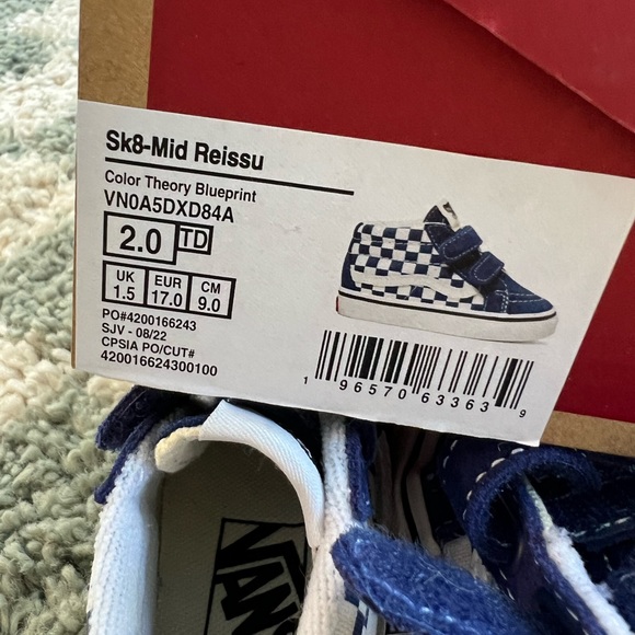 VANS Sk8-Mid Reissu in Theory Blueprint blue toddler shoes size 2 NEW - Picture 8 of 9